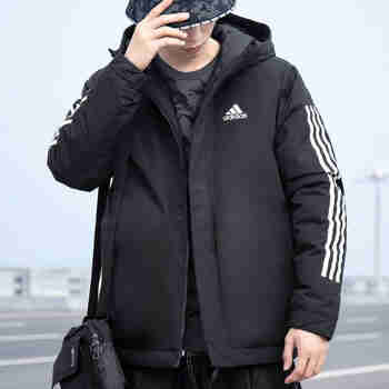 阿迪达斯（adidas）棉服男冬季新款运动休闲棉外套三条纹连帽防风保暖棉夹克 IP2537/店长推荐 S 175/92A