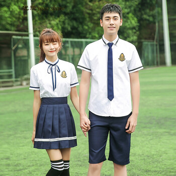 优旋中学生校服毕业班服日韩学院风衬衫男百褶裙套装情侣jk制服定制