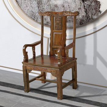 实木太师椅圈椅三件套仿古主人椅雕花官帽椅家用泡茶吃饭中式椅子富贵