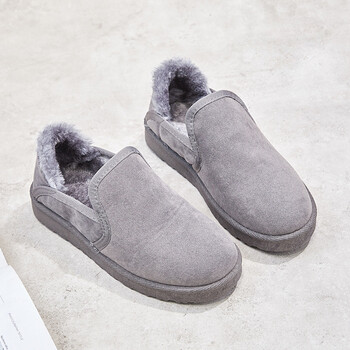 【京东直营】豆豆鞋女2018冬季新乐福加绒毛毛棉鞋面包鞋一脚蹬懒人鞋