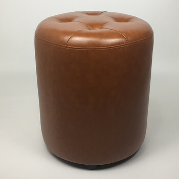 真皮换鞋凳皮墩子家用客厅床尾化妆凳头层牛皮沙发凳脚踏圆墩凳子
