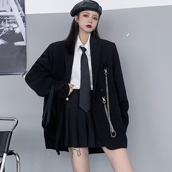 jk制服暗黑系立领套装秋季女装潮酷穿搭配整套炸街一套配衣服裙子黑色