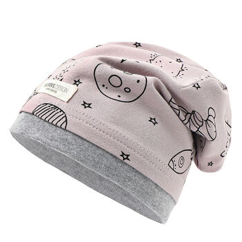新品儿童睡帽韩版新款儿童堆堆帽男女童双层撞色洋气套头帽可爱帽子