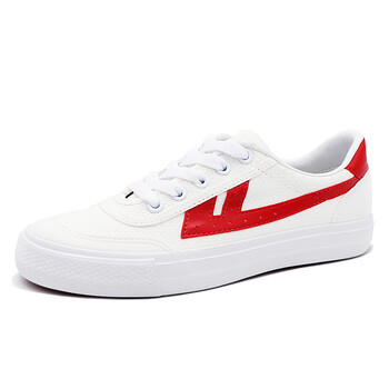 回力warrior 男女情侣款经典休闲小白运动帆布鞋 wxy-a399x 白红 43