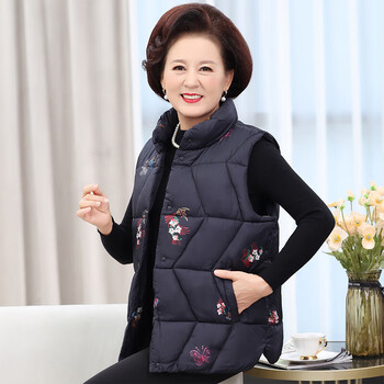 女装>恩若凡>恩若凡中年妇女轻薄羽绒服女马甲棉冬装加厚背心坎肩宽松