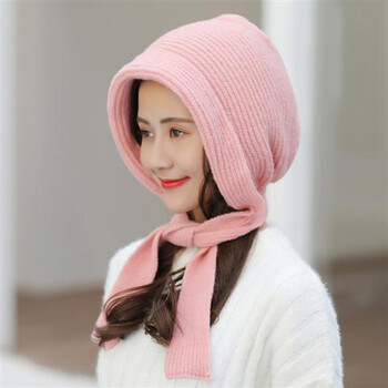 霄杰新品风雪帽毛线帽子女冬天加绒护耳包头帽百搭冬季保暖甜美可爱