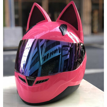 无头骑士异闻录头盔猫兔耳朵摩托车头盔蝴蝶结粉色个性男女士四季通用