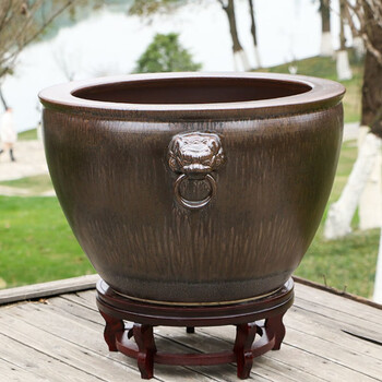 魅嫂 景德镇陶瓷鱼缸特大号水缸荷花缸养锦鲤缸家用客厅落地水缸 狮子