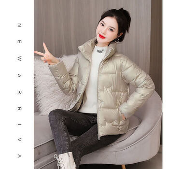 雅鹿冬季亮面免洗女防寒服新款短款韩版宽松立领外套女加厚款羽绒服女