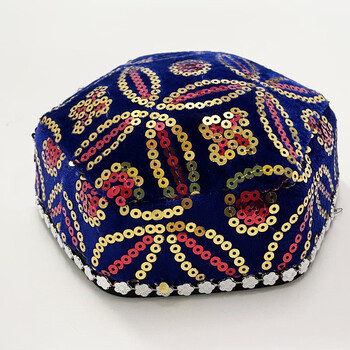 impresswit维吾尔族新疆花帽六角帽带辫子男女帽子民族舞蹈演出头饰