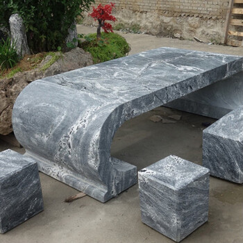 财迎石桌石凳 庭院石桌4人大理石户外桌椅庭院花园长方形桌子茶几