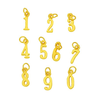 宝创黄金吊坠女男999足金个性数字diy路路通创意首饰挂坠配件3吊坠金