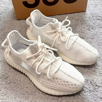 椰子网面鞋男冰蓝满天星透气休闲运动鞋350全白冰淇淋2代跑步鞋潮 全