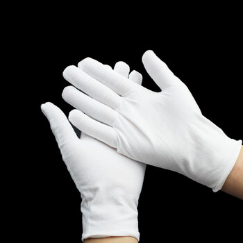 一次性白色棉手套12双作业手套白手套棉布一次性劳保手套白色手套棉