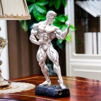 健身摆件 拳王肌肉男健美先生体操小人健身比赛奖杯大力士雕塑健身房