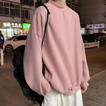 ying)卫衣男士加绒加厚ins港风上衣秋冬款韩版潮流宽松外套 粉色 m