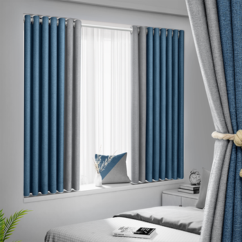 窗帘免打孔安装伸缩杆一整套卧室飘窗遮光客厅隔热遮阳布2021新款新款