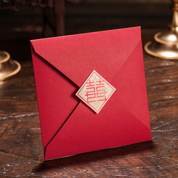 喜帖结婚请帖婚礼请柬创意2019中国风红色个性定制打印喜贴 红色