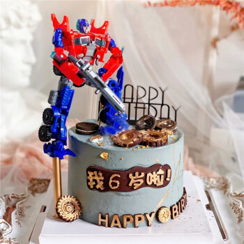 網紅變形金剛生日蛋糕創意兒童男孩擎天柱大黃蜂巨無霸霸天虎生日蛋糕