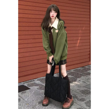 沃米德卫衣百褶裙两女秋冬新款小个子学院风加绒加厚设计感上下套卫衣