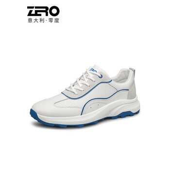 零度男鞋2023春季新款真皮柔软透气慢跑鞋时尚百搭系带运动休闲鞋男