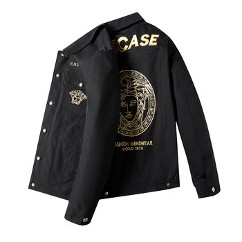 dkpq瓦萨琪2023新款夹克男春秋美杜莎刺绣男装潮牌翻领