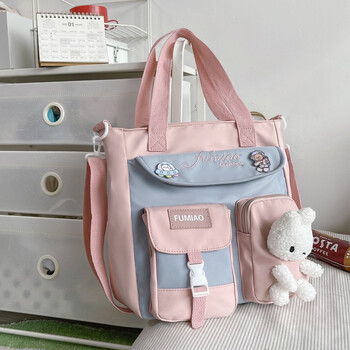 牧瑾斜挎包女新款尼龙帆布单肩包大容量手提包女中学生简约可爱小学生