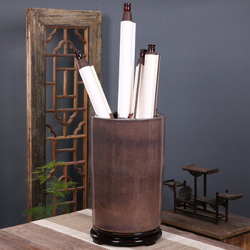 赣景旭景德镇陶瓷书画桶放字画卷轴缸雨伞收纳箭筒书房落地装饰纯色