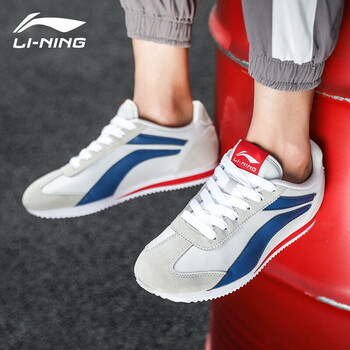 李宁男子男鞋运动时尚系列经典运动休闲鞋阿甘鞋agcp345冷灰深海蓝