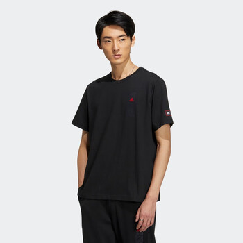 阿迪达斯adidas兔年款男装夏季印花针织百搭运动休闲短袖t恤黑色axxxl