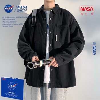 WHIM NASA工装夹克外套男女情侣2023年春季新款户外运动潮牌休闲百搭风衣男 黑色 2XL