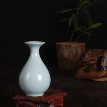 龙泉窑变瓷裂纹釉碎瓷白瓷花瓶玉壶春瓷瓶瓷器装饰品摆件沁艺青瓷弟窑粉青小号 图片价格品牌报价 京东