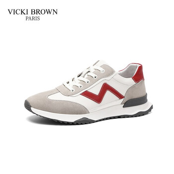 vickibrown法国未毕男鞋潮流新品拼接撞色休闲鞋男士欧美风皮鞋子白红