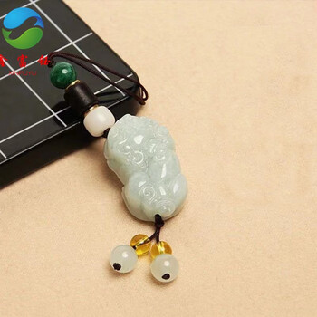 鑫富钰手工编织黑曜石玉髓虎眼石翡翠玉貔貅手机链包包挂件男女情侣款