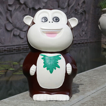 园卡通垃圾桶户外室外玻璃钢塑料大垃圾桶创意可爱大型垃圾桶小猴子