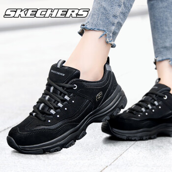 斯凯奇（Skechers）女鞋情侣鞋休闲鞋子女春季新款厚底复古熊猫鞋老爹鞋时尚运动鞋男 全黑色(女款)8250 36.5