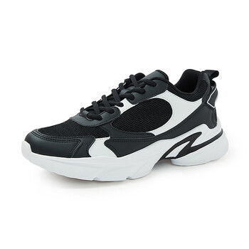 运动鞋男老爹鞋2021新款春季复古撞色拼接潮流休闲鞋男 黑色 245mm