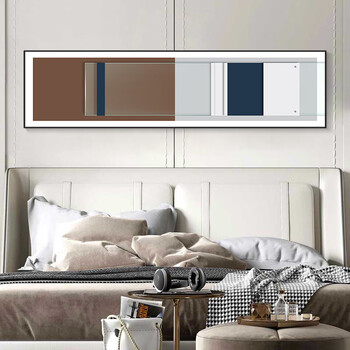 x0a方块杉大尺寸横版酒店房间卧室装饰画长条长方形轻奢抽象主卧床头