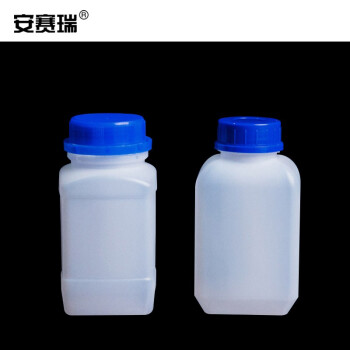 安赛瑞 塑料蓝盖试剂瓶（5个装）土样瓶样品瓶化工瓶防盗蓝盖方瓶 500ml 正方 600255