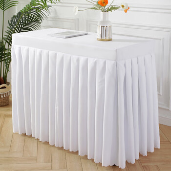 会议桌布桌裙婚庆展会商务活动台裙签到长条桌罩长方形台布白色长120