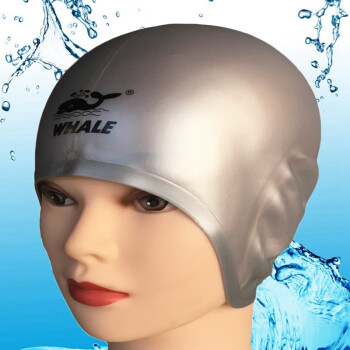 鲸鱼加大长发防水3D护耳游泳帽男女成人专用舒适不勒头时尚超大号硅胶泳帽宽松护耳朵防进水帽子 银灰色