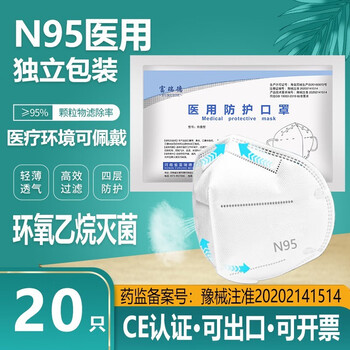 富瑞德n95医用防护口罩独立包装一次性挂耳式防病菌阻隔飞沫血液分泌