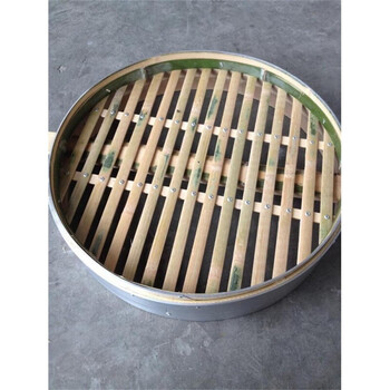 50/52圆形铝合金蒸笼商用竹蒸笼屉格包子馒头蒸笼 卷口铆钉铝合金蒸笼