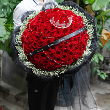 蔷薇恋99朵红玫瑰花束 鲜花同城配送 表白求婚送女友老婆生日礼物纪念日 99朵红玫瑰-志同道合