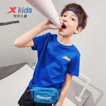特步xtep童装短t中大童男童活力系列特色潮流logo儿童上衣