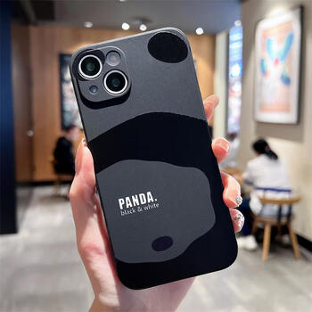 romax苹果13手机壳14plus全包11/12promax 黑色st白英文panda大熊猫