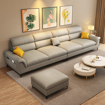 小户型北欧简约现代布艺沙发直排组合 科技布【中灰色】海绵版 3米