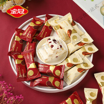 食品饮料>休闲食品>糖果>牛轧糖>金冠>金冠蔓越莓牛轧糖散装1斤结婚