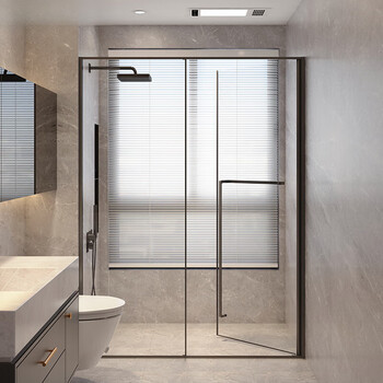totobeat隐藏式转轴极简淋浴房隔断卫生间玻璃门网红一体浴室平开干湿