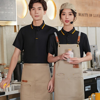 餐饮饭店烧烤火锅烤肉店前厅服务员服装定制印字 快餐汉堡店食堂工衣